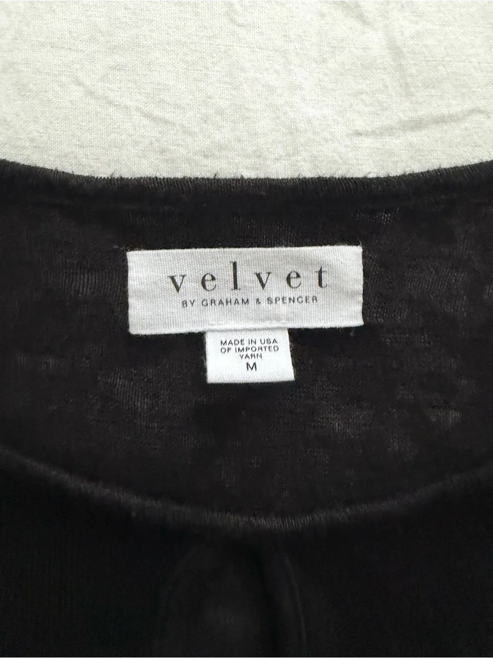 Velvet by Graham & Spencer Black Twist-Front Long Sleeve Top Size Medium NWT